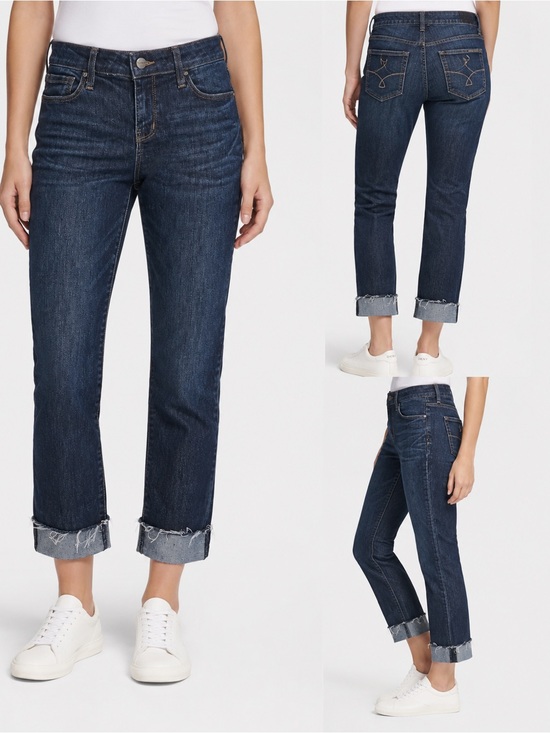 Dkny Denim - DKNY Jeans Dark Wash Cropped Straight Leg Raw Hem Jeans Size 4